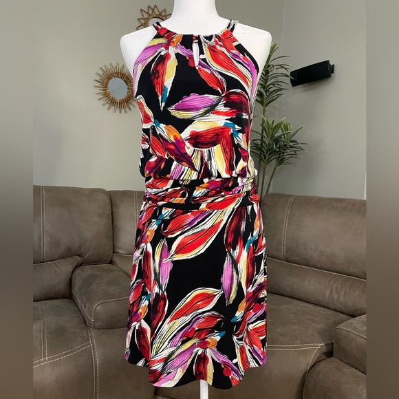 VIBRANT Patterned Sleeveless Keyhole Dress by Valerie Bertinelli Sz 6 - Picture 9 of 9